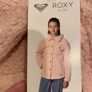 New ROXY Girl Pink Youth Shirt Fleece Soft Warm Lightweight Jacket Size M 10-12